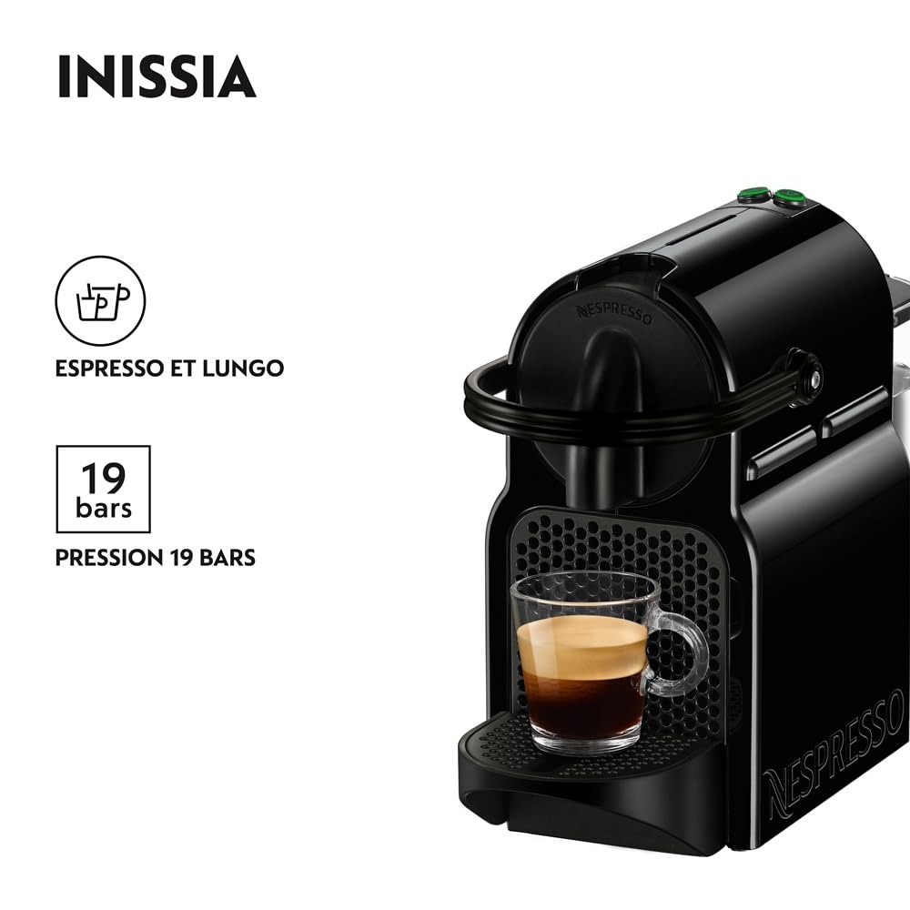 Clovex Inissia – Machine à Café à Capsules Compacte, Noir