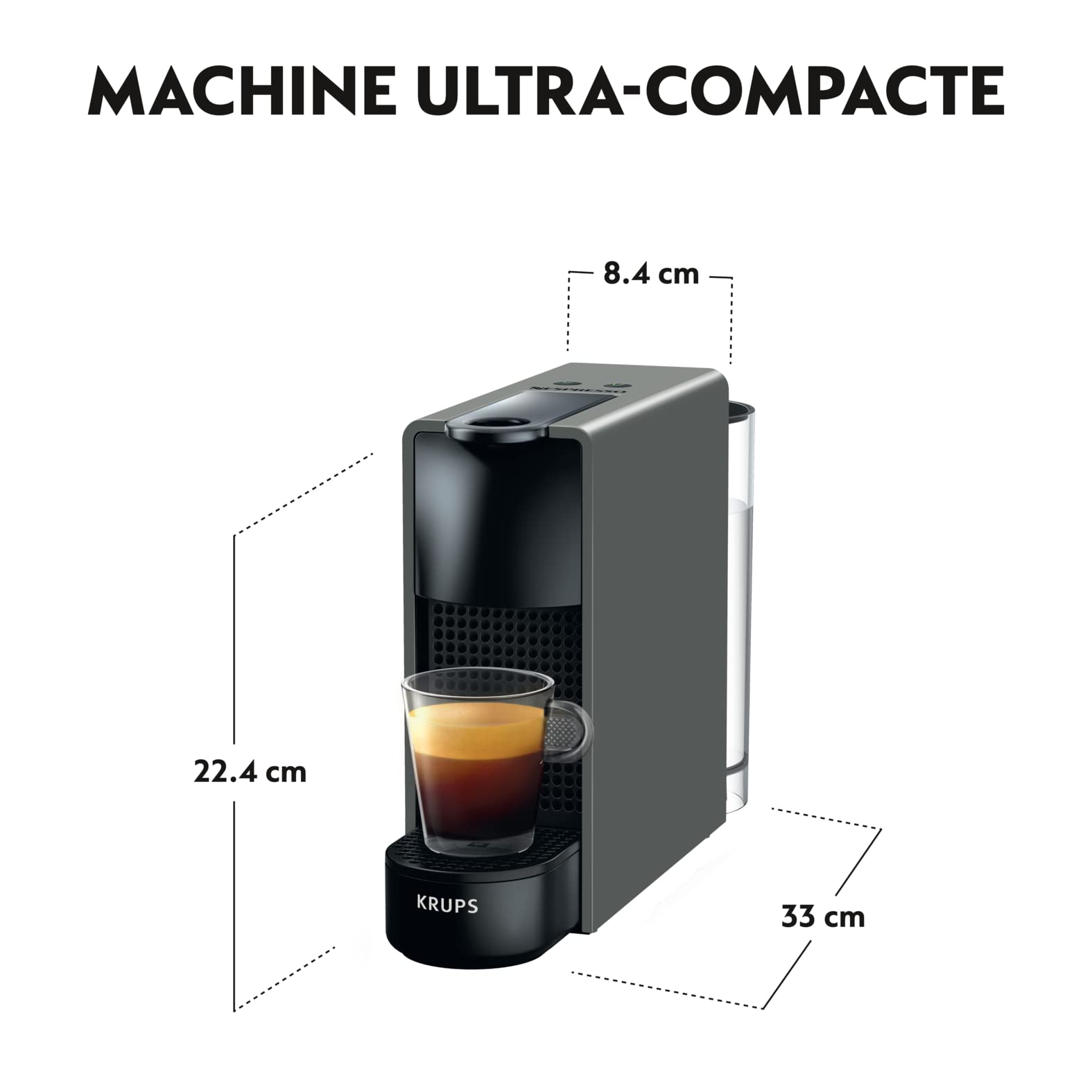 Clovex Essenza Mini – Machine à Café à Capsules Ultracompacte, Gris Intense