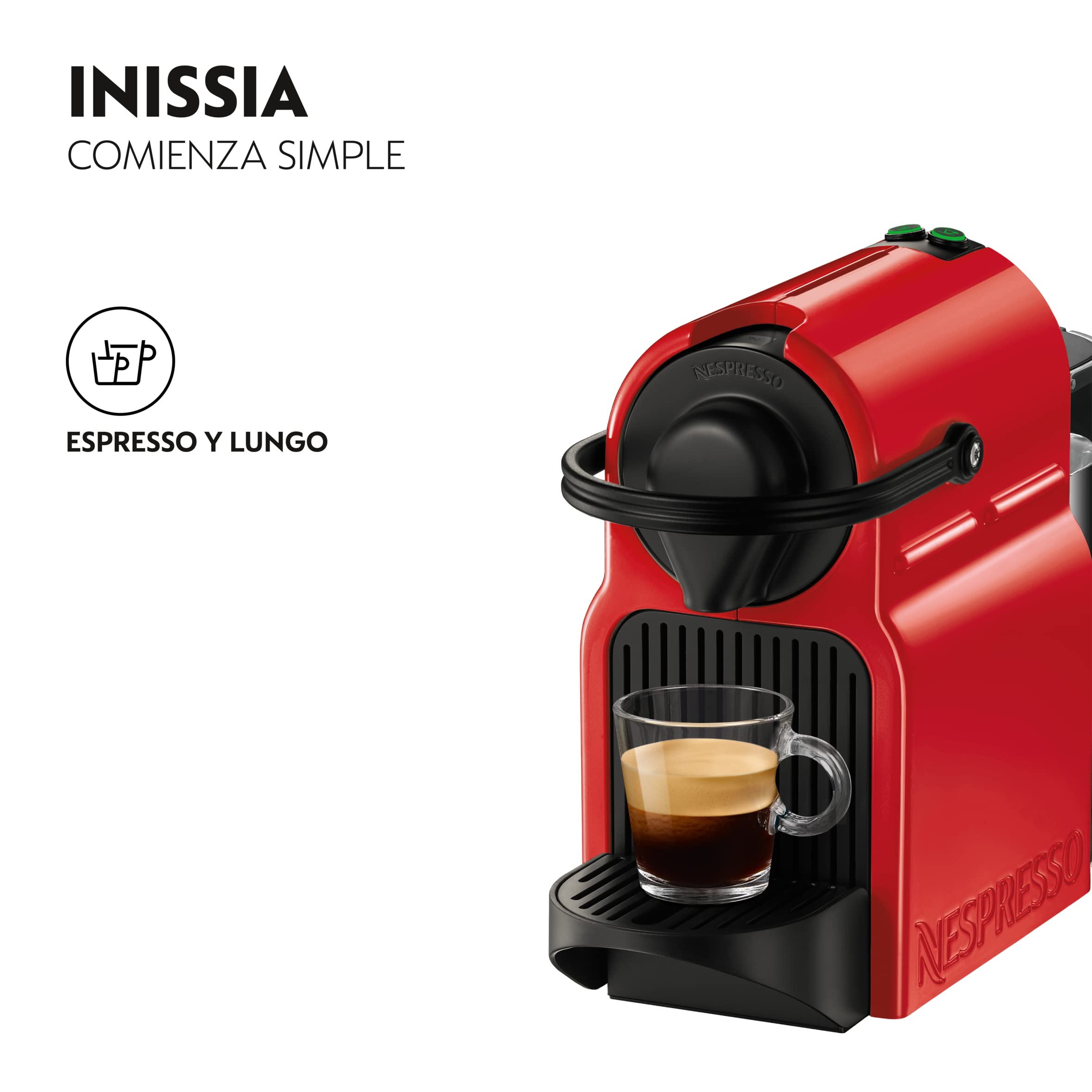 Clovex Inissia – Machine à Café Espresso, Réservoir 0,7L, Rouge Rubis